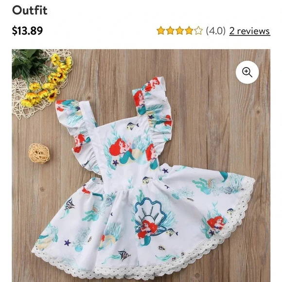 Charming Little Girl’s Mermaid-Themed Ruffle Sundress - Theme Park - 12 to 24M - Picture 7 of 10